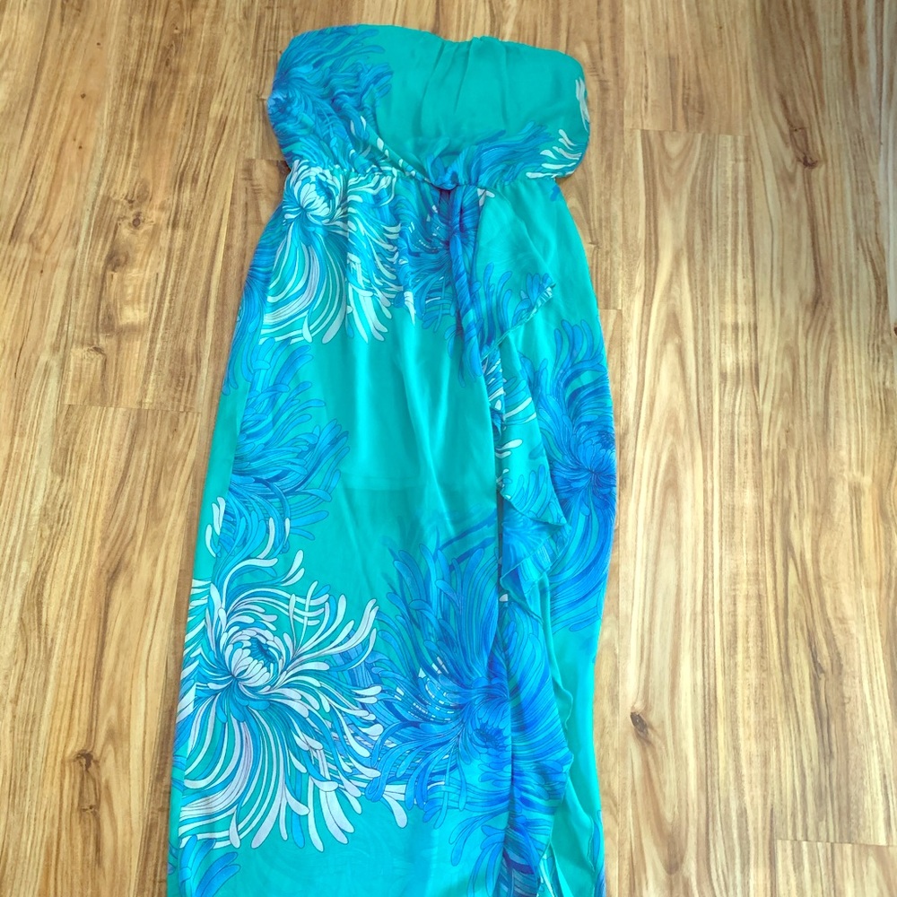 Strapless, floor length dress